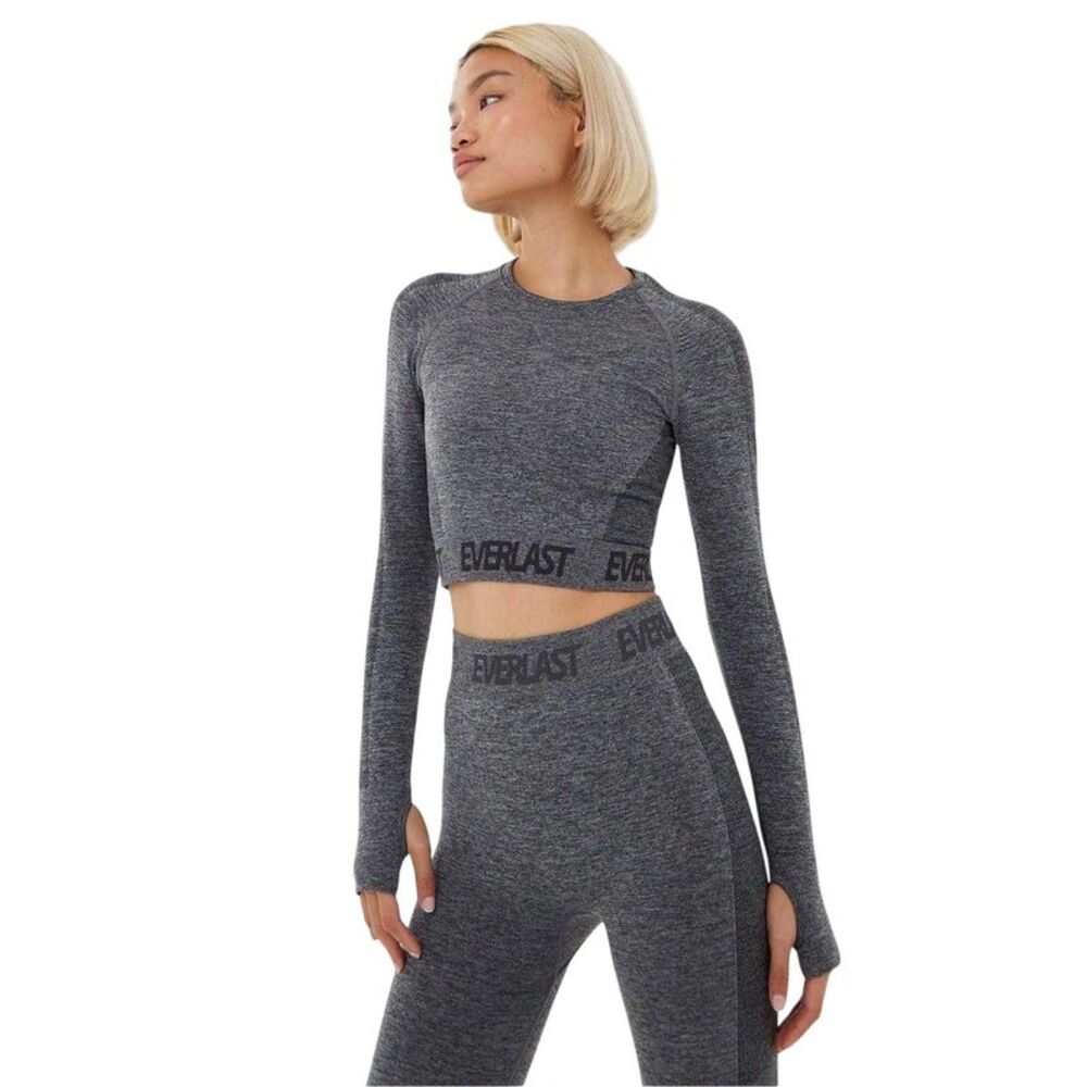 Everlast Womens/Ladies Seamless Long-Sleeved Crop Top / Charcoal Marl Marl